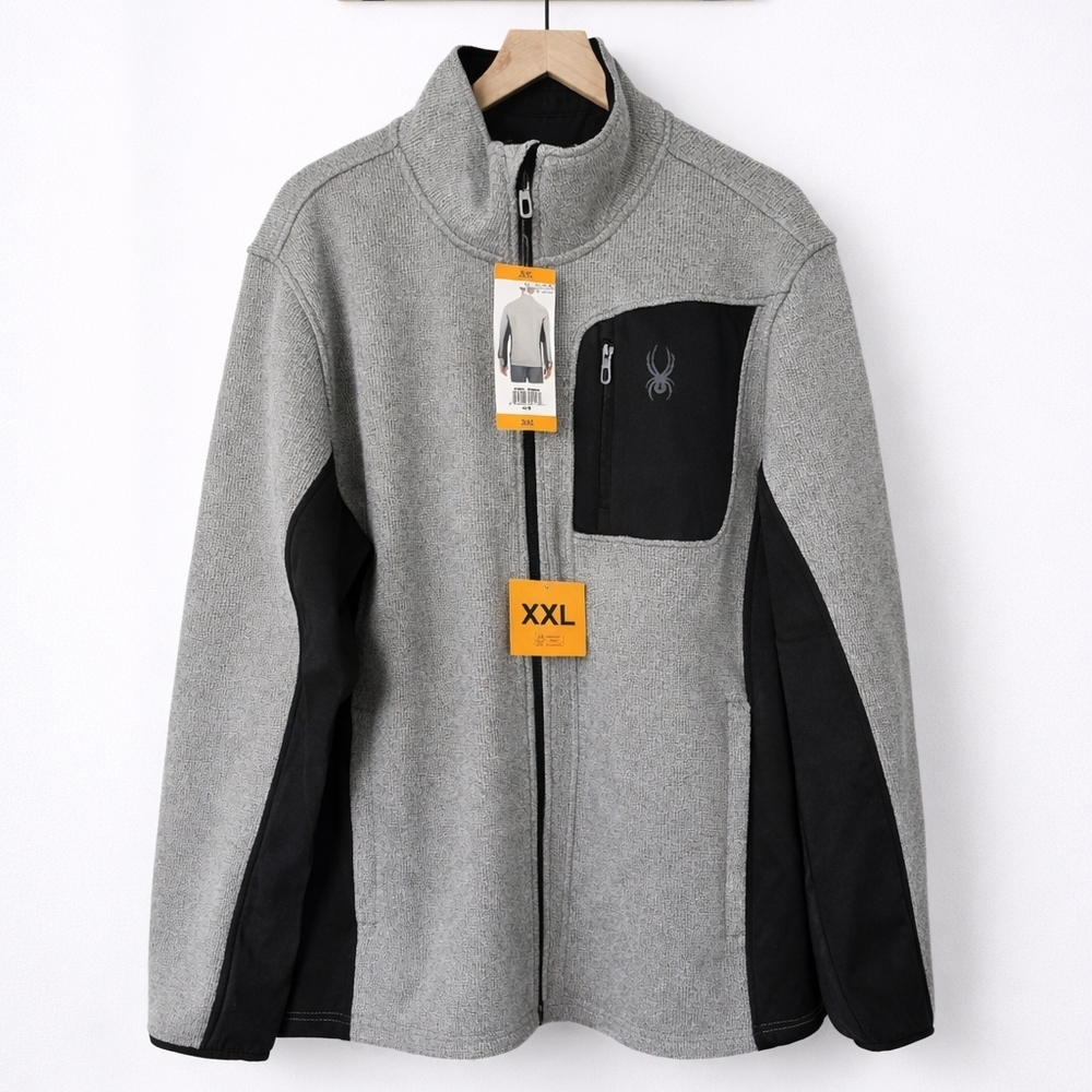 Spyder Men’s Full Zip Performance Jacket Gray Black NWT - XXL & L